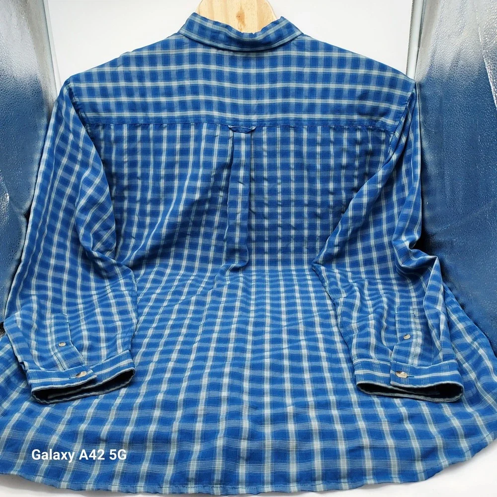 The‎ North Face Mens XXL Blue Plaid Short Sleeve Button Up Shirt Modal Blend